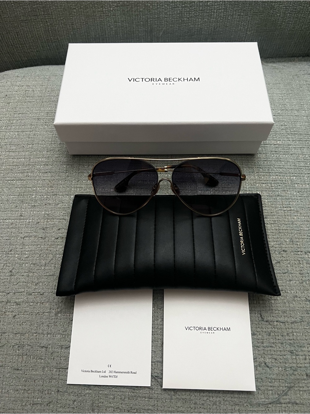 Victoria Beckham Gold Purple Pilot Aviator Retro Sunglasses Made In Italy